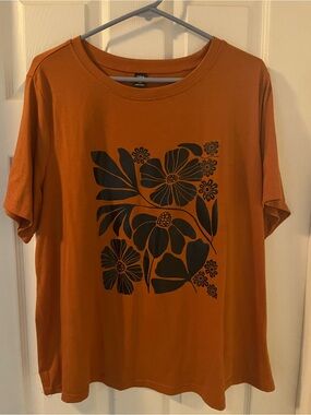 SHEIN Burnt Orange Crewneck Tee